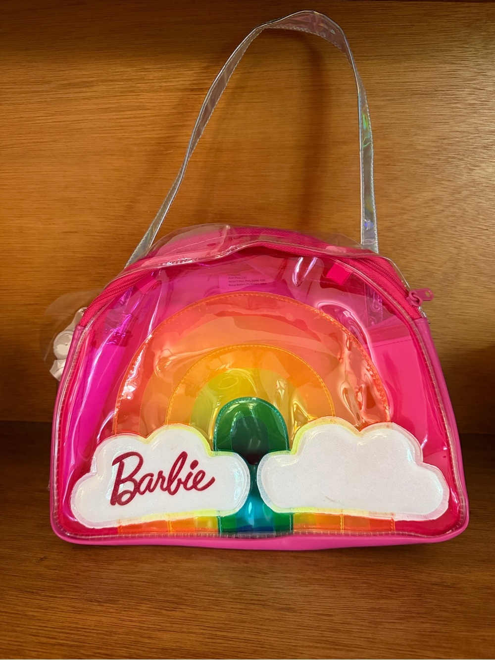 Barbie Pink Clear Dome Shoulder Bag with Rainbow and Clouds